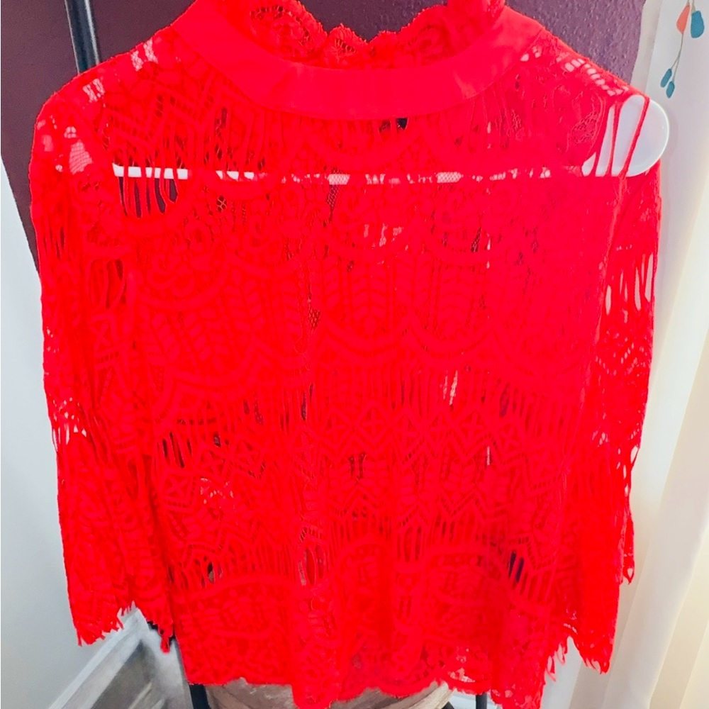 Red Lace Blouse - Picture 2 of 6